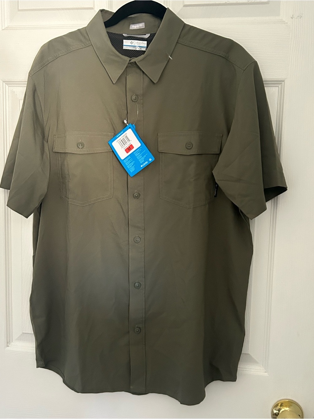 Columbia Men's Short Sleeve Button-Down Shirt - Olive Green